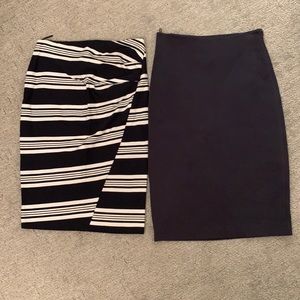 2 MaxMara Navy Ponte Pencil Skirts - IT40/US4